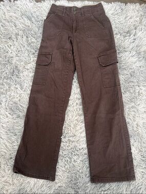 Women's Brown Cargo Pants with Utility Pockets size 3